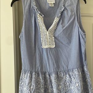 Liz Claiborne Blue Peplum Blouse with Bib Collar